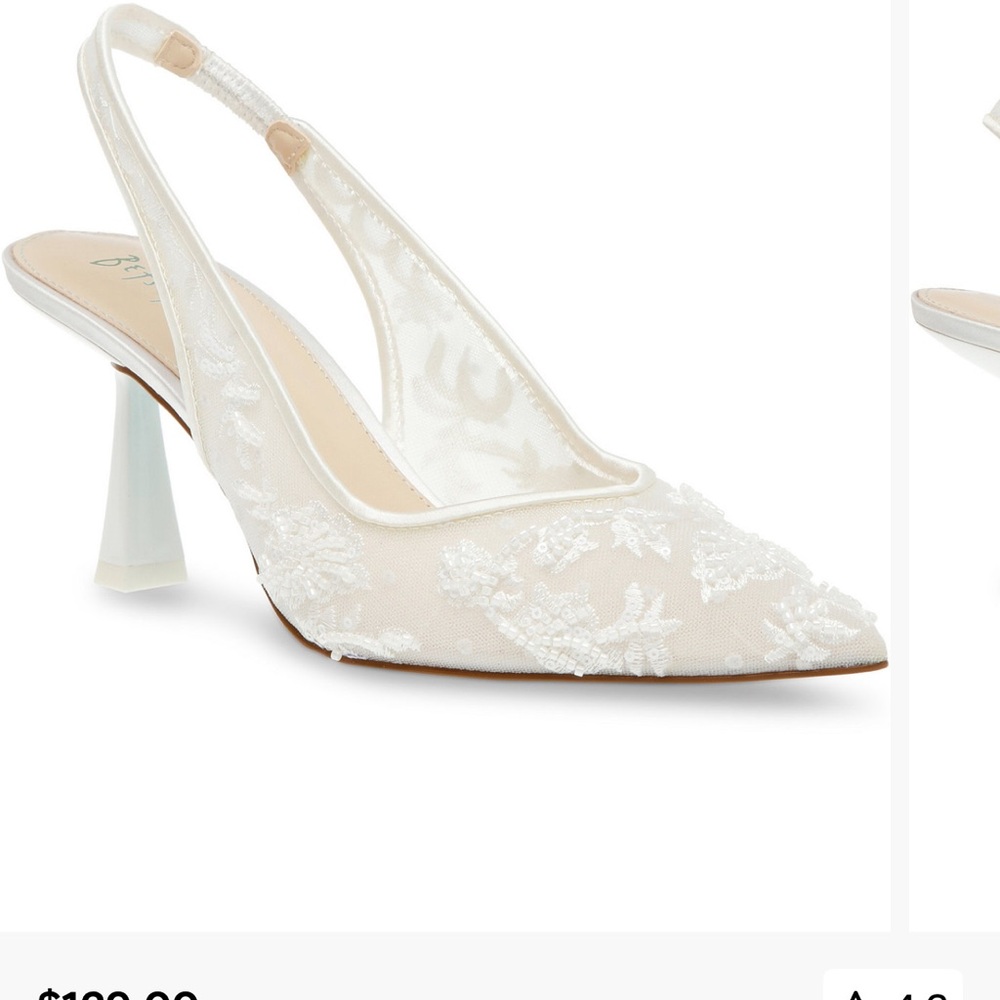 Betsy Johnson Niki Elegant White Lace Slingback Heels